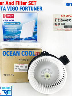ชุด โบลเวอร์ กรองแอร์ ใช้กับ วีโก้ ฟอร์จูนเนอร์ คอมมิวเตอร์ DENSO แท้ 2003 - 2012 อินโนว่า อัลติส 2008 - 2013 Set0007 BW0001 116360-0350 blower toyota Vigo Forturner altis commuter