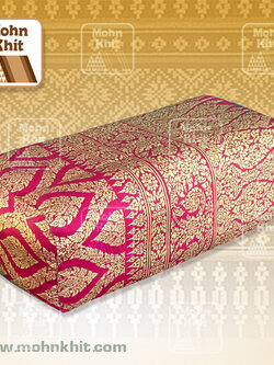 หมอนหนุนผ้าพิมพ์ทอง แดงทับทิม ของรับไหว้ ,The original Khit Rectangle health Pillow Thai Bolster Lumber 33x15x13 cm