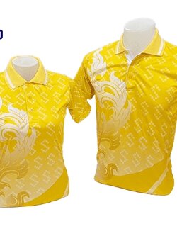 MN POLO เสื้อโปโลพิมพ์ลาย แบบพิมพ์ลายขอ สีเหลือง