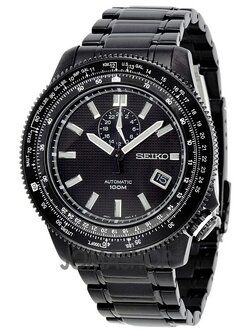 นาฬิกาผู้ชาย Seiko หน้ากลมดำ Auto Tachymeter สายเหล็กรมดำ รุ่น SSA007