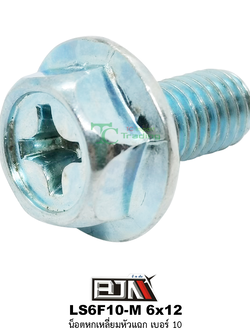LS6F10-M 6x12 น็อตหกเหลี่ยมหัวแฉกเบอร์ 10 ( 1 ถุงมี 50 ตัว )