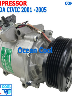 คอมเพลสเซอร์ ฮอนด้า ซีวิค 2001 - 2006 ไดเมนชั่น COM0082 Compressor For HONDA CIVIC VII 1.4L 16V คอมแอร์ คอม คอมเพสเซอร์ ซีวิก SANDEN TRSA09 2002 2003 2004 2005