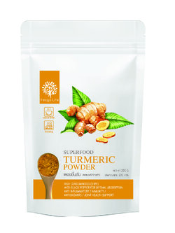 ผงขมิ้นชัน มี Curcuminoids >9% ผสมพริกไทยดำ Feaga Life Turmeric Powder 200 กรัม