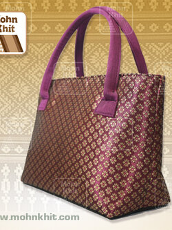 กระเป๋าผ้าไทย,กระเป๋าผ้าขิด กระเป๋าถือ กระเป๋าหิ้ว 10x19x19Cm//Khit Bag, Tote Bag, Tote Bag