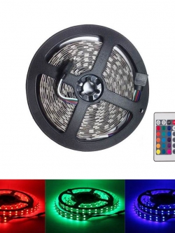 ชุดไฟริบบิ้น LED 5050 12V 14.4W 5M RGB พร้อมอุปกรณ์หม้อแปลง และรีโมทครบชุด