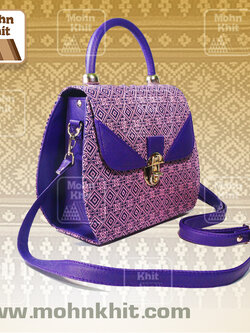 กระเป๋าผ้าทอลายตะขอ กระเป๋าถือ กระเป๋าหิ้ว 11x27x16 Cm//Khit Bag, Tote Bag, Tote Bag