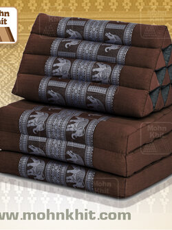 หมอนสามเหลี่ยมลายช้างด้ายทอ 10 ช่องติดเบาะ 3พับ 52x165x30cm// Tri-angle kapok100% tribal pattern Traditional Floor Cushions 10 holes with3 part of mattress.