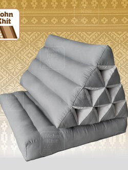 หมอนสามเหลี่ยมสีพื้น10 ช่องติดเบาะ 1 พับ 50x35x76Cm Tri-angle Khit kapok 100%Traditional Floor Cushions 10 holes with 1part of mattress.