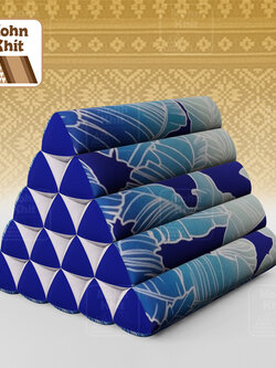 หมอนสามเหลี่ยม15 ช่องเดี่ยว ประกบลายDesign 52cmx36cmx32cm// Thai Tri-angle Cotton Design Traditional Floor Cushions.