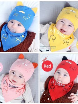 หมวก+ผ้ากันเปื้อน ลายแมว