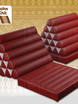 หมอนสามเหลี่ยม 15 ช่องติดเบาะ1 พ้าไหมเทียมสีพื้น 57cmx76cmx36 cm Triangle Khit Thai Rayon Floor Cushions Traditional handmade 15 holes with 1 part of mattress.