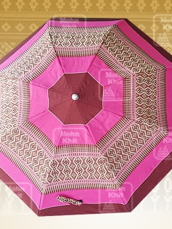 ร่มลายขิด ผ้าUV กันแดด กันฝนขนาด 16 นิ้วตอนเดียว//Umbrella with striped pattern, UV fabric, sun protection 16 inches