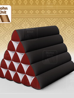 หมอนสามเหลี่ยม15 ช่องเดี่ยว ประกบคู่2สีผ้าฝ้าย 52cmx36cmx32cm// Thai Tri-angle Cotton Design Traditional Floor Cushions.