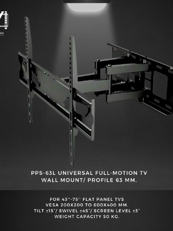 PPS-63L ขาแขวนทีวี 43"- 75" LED TV Full Motion Multi-Arm TV Wall Mount, Max VESA 600 x 400 mm., Weight Capacity 50 Kg.