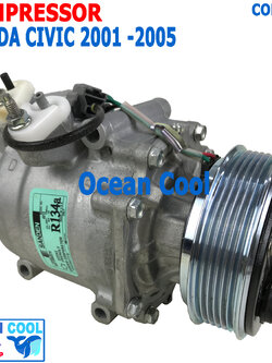 คอมเพลสเซอร์ ฮอนด้า ซีวิค 2001 - 2006 COM0081 Compressor For HONDA CIVIC VII 1.4L 16V คอมแอร์ คอม คอมเพสเซอร์ ซีวิก TRSA09 2002 2003 2004 2005