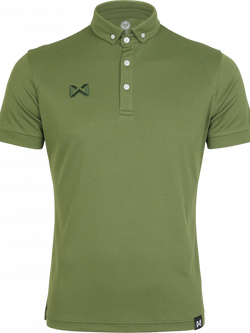 WARRIX ( วอริกซ์ ) WA-3315N POLO SPORT ลิขสิทธิ์แท้ 100% เสื้อโปโลสปอร์ต เสื้อคอกปก สีเขียวอาร์มี่ G1