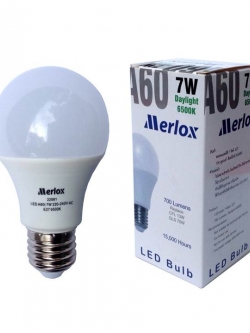 หลอดไฟ LED A60 220-240V 7W 700LM 6500K E27 MERLOX