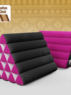 หมอนสามเหลี่ยม15ช่องเดี่ยวทูโทนเซ็ต1 คู่ 52cmx36cmx32cm// Thai Tri-angle Cotton kapok 100%Traditional Floor Cushions .
