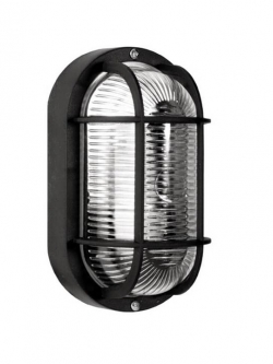 โคมไฟติดผนัง แบบวงรี E27 ดำ (ฟรี หลอด LED 3W)