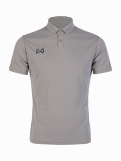 WARRIX PIN POLO Shirt เสื้อโปโล วอริกซ์ แขนสั่น ตัดต่อแบบไหล่ล้ำ สีเทา
