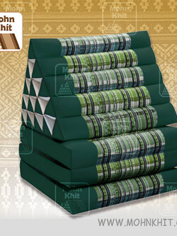 หมอนสามเหลี่ยม 15 ช่องติดเบาะ 3พับงานดีไซด์ 60x180x38 cm Triangle kapok100%Traditional Floor Cushions 15 holes with 3 part of mattress. สำเนา