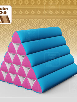 หมอนสามเหลี่ยม15 ช่องเดี่ยว ประกบคู่2สีผ้าฝ้าย 52cmx36cmx32cm// Thai Tri-angle Cotton Design Traditional Floor Cushions.
