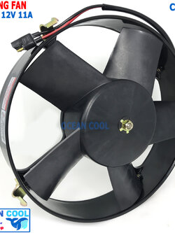 พัดลม ขนาด 12นิ้ว 5ใบ 12v 11A CF0031 John Chuan เเท้ Cooling Fan 12" 5B 3200-12 มอเตอร์พัดลมแอร์ เป่าแผงแอร์ ระบายความร้อน พัดลมหม้อน้ำ อะไหล่ แอร์ รถยนต์