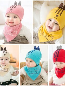 หมวก+ผ้ากันเปื้อน ลายกระรอก