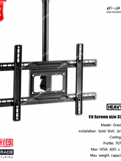 Gravity 80 Pro Slim +D2 Heavy-duty TV Ceiling Mount ขาแขวนทีวี ติดเพดาน ขนาด 37-80 นิ้ว Max VESA 600 x 400(mm), Weight Capacity 50 Kg.
