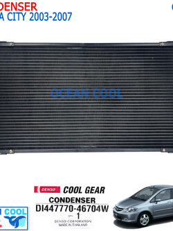 แผงแอร์ ฮอนด้า ซิตี้ ปี 2003 - 2007 CD0154 COOL GEAR รหัส DI447770-46704W CONDENSER Honda City 03 - 07 คอยล์ร้อน รังผึ้งแอร์ เดนโซ่ คอนเดนเซอร์ DENSO