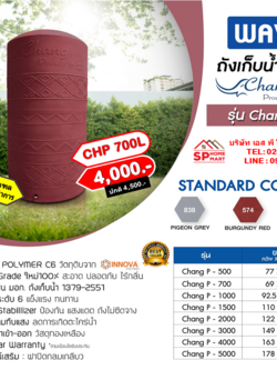 ถังเก็บน้ำ WAVE รุ่นช้างเพลน 700 ลิตร