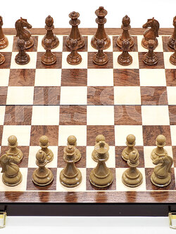 ชุดหมากรุกสากลไม้พับ2(ตัวอะคริลิคลายไม้)