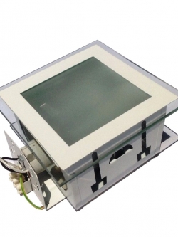 โคมดาวน์ไลท์สี่เหลี่ยมขอบขาว มีกระจกใสครอบ 162 MM. x 162 MM. x 85 MM.