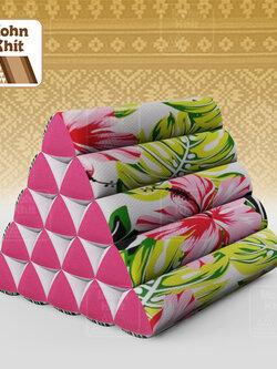 หมอนสามเหลี่ยม15ช่องเดี่ยว ประกบลายDesign 52cmx36cmx32cm// Thai Tri-angle Cotton Design Traditional Floor Cushions.