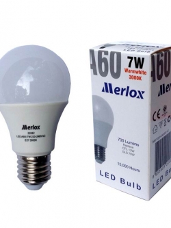 หลอดไฟ LED A60 220-240V 7W 700LM 3000K E27 MERLOX