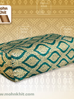 หมอนหนุนผ้าพิมพ์ทอง เขียวมรกต ของรับไหว้ ,The original Khit Rectangle health Pillow Thai Bolster Lumber 33x15x13 cm