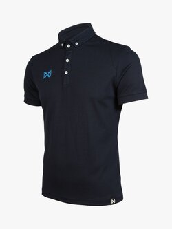 เสื้อโปโลสปอร์ต เสื้อคอกปก warrix WA-3315N สีดำ โลโก้ฟ้า