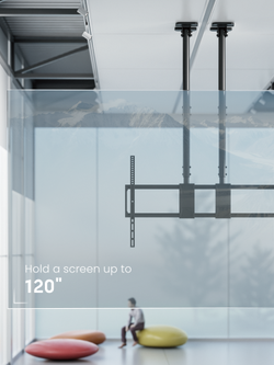 WOLFF Mount TVB-116 Dual-Pole ขาแขวนทีวีติดเพดานแบบ 2 ขา สำหรับจอภาพขนาด 98"-120" Heavy-Duty, Max VESA 1000x600mm., Weight Capacity 120 Kg.