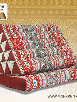 หมอนสามเหลี่ยม 15 ช่องติดเบาะ 1 พับ 55cmx76cmx36 cm Triangle Thai Floor Cushions Traditional 15 holes with 1 part of mattress.