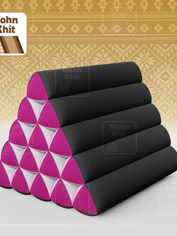 หมอนสามเหลี่ยม15 ช่องเดี่ยว ประกบคู่2สีผ้าฝ้าย 52cmx36cmx32cm// Thai Tri-angle Cotton Design Traditional Floor Cushions.