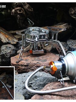 เตาแก๊สสามหัว พร้อมหัวต่อกระป๋องยาว