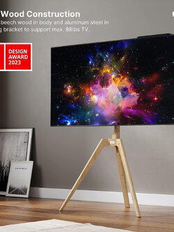 "Warmth" Artistic Easel TV Floor Stand ขาตั้งทีวีไม้จริง (Solid Wood) เกรดพรีเมี่ยม สำหรับทีวีขนาด 45"- 65" Max VESA 400x400mm., Weight Capacity 40kg.(* ไม่รวมทีวี)