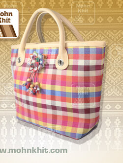 กระเป๋าขาวม้า,กระเป๋าผ้าขิด กระเป๋าถือ กระเป๋าหิ้ว 11x32x32 Cm//Khit Bag, Tote Bag, Tote Bag 11x32x32 Cm