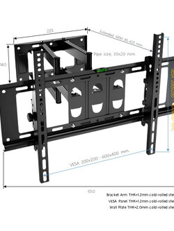 DF602 ขาแขวนทีวี 32"- 70" LED TV Full Motion Multi-Arm TV Wall Mount, Max VESA 600 x 400 mm., Weight Capacity 60 Kg.