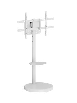 "Stand by You XL" (Matte White) ขาตั้งทีวี 37-86 นิ้ว Heavy-Duty Mobile TV Floor Stand with shelve, Max VESA 600x400mm., Weight Capacity 50 Kg.(*ไม่รวมจอ)