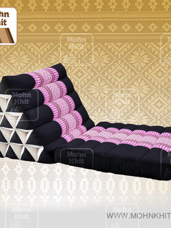 หมอนสามเหลี่ยม15 ช่องเบาะ1พับต่อลายผ้าขิดชมพู 50x90x36Cm //Cotton Original Real Wax Ankara Fabric Triangle Traditional Floor Cushions 15 holes with 1 part of mattress.