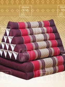 หมอนสามเหลี่ยม15 ช่อง ติดเบาะ 2 พับ 55x140x38cm Tri-angle Khit kapok100% Floor Cushions Traditional Pillow 15 holes with 2 part of mattress.