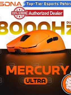 [CoolBlasterThai] KYSONA Mercury Ultra Orange Dual-8K PAW3950/41 ±3G/30000 DPI Gaming Mouse (1-Y Waranty)