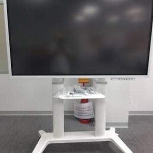 งานประกอบ SAMSUNG Flip 65" กับยักษ์ขาว x4 ตัว กับ New! 2021_KRATOS-120W #glosswhite ขาตั้งทีวีขนาด 70"-120" ระดับ Premium