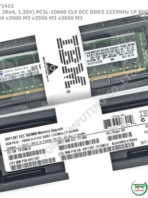 NEW, IBM 49Y1397 49Y1415 47J0136 [TorCompTH ขาย จำหน่าย ราคา] IBM 8GB 2RX4 1.35V PC3L-10600 RDIMM DDR3 1333 Memory for IBM x3550 M3 M4 / x3650 M3 M4